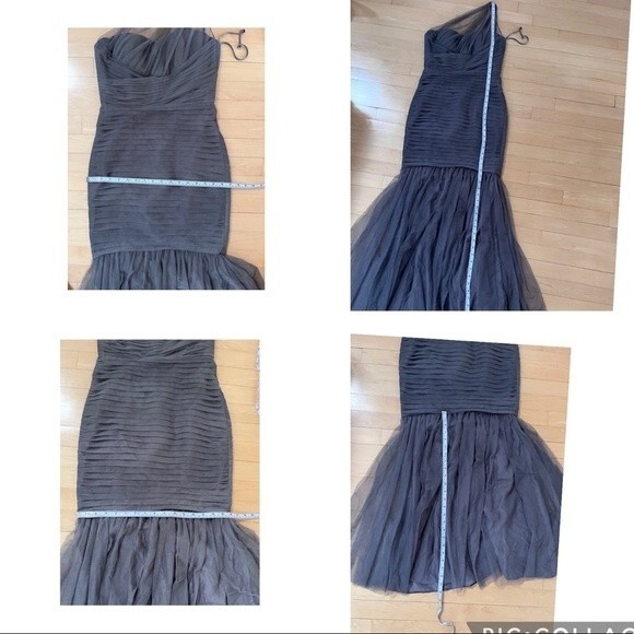 Amsale One-Shoulder Draped Tulle Mermaid Gown 4 - Picture 10 of 15